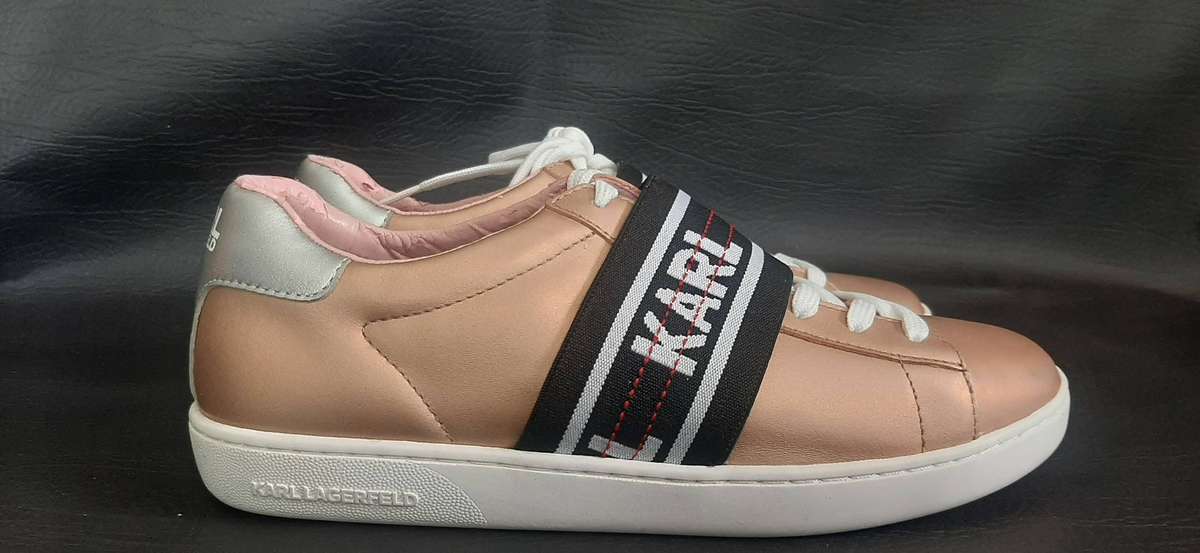 Karl Lagerfeld Metallic Rose Gold Sneakers Size 5 Open Box