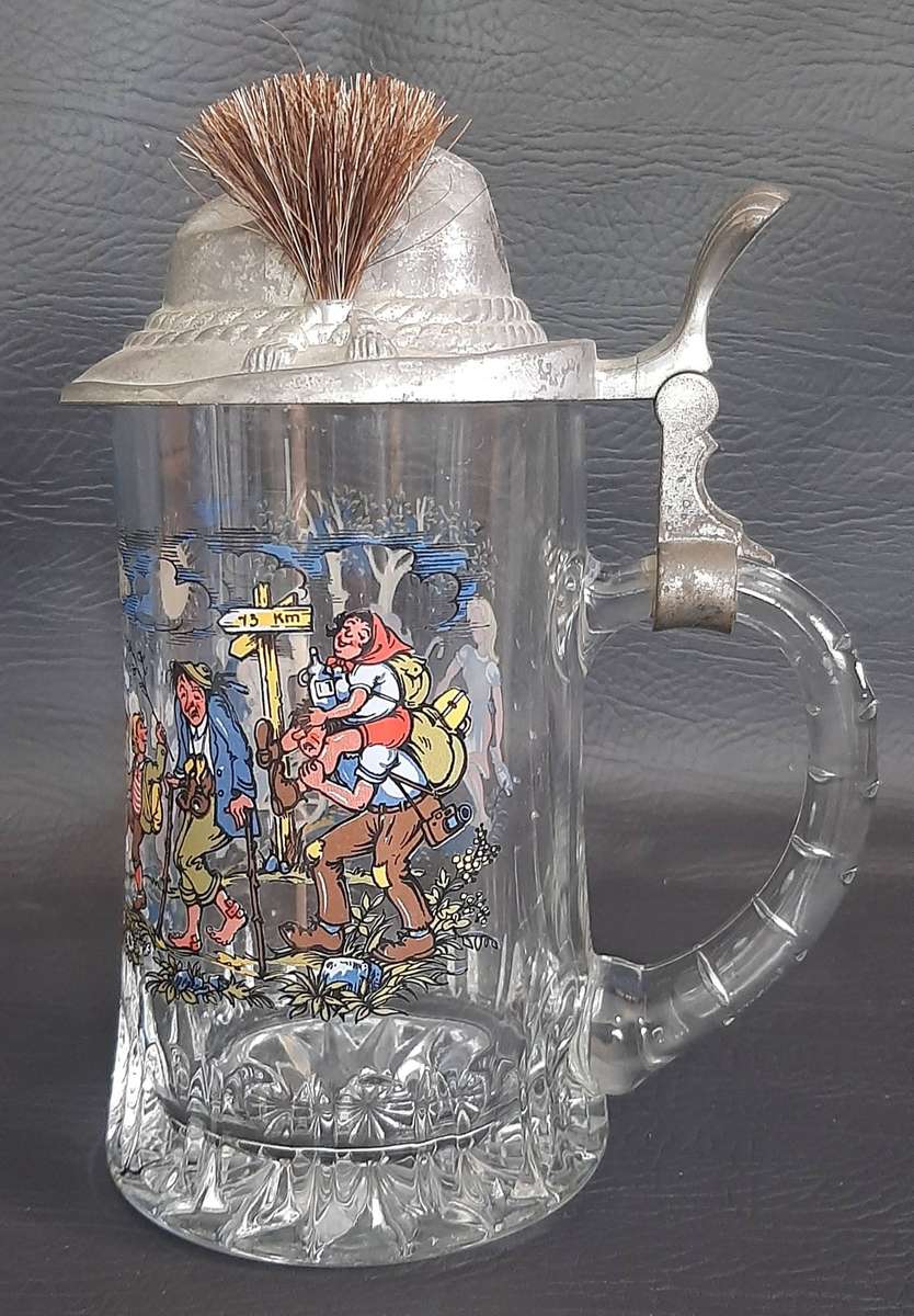 MADE IN GERMANY GLASS BEERSTEIN  TRADITIONAL LID, NO CHIPS OR CRACKS