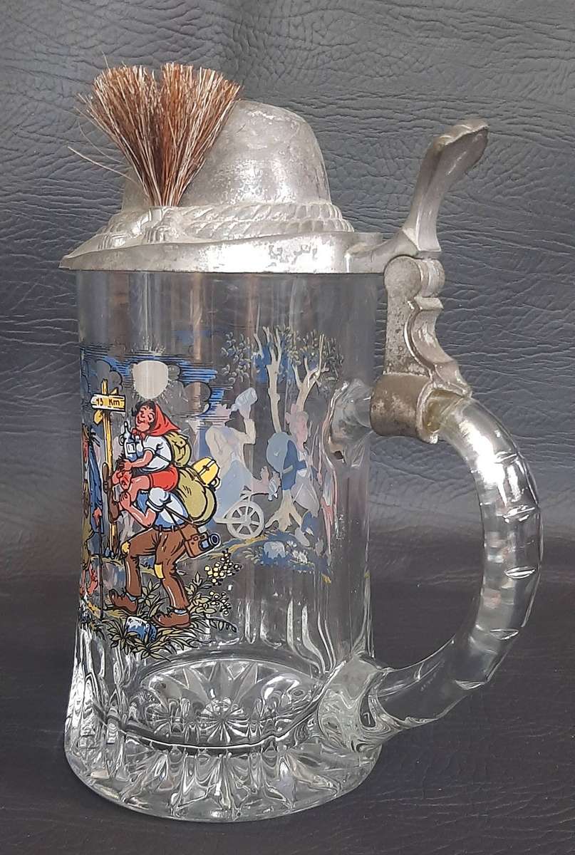 MADE IN GERMANY GLASS BEERSTEIN  TRADITIONAL LID, NO CHIPS OR CRACKS