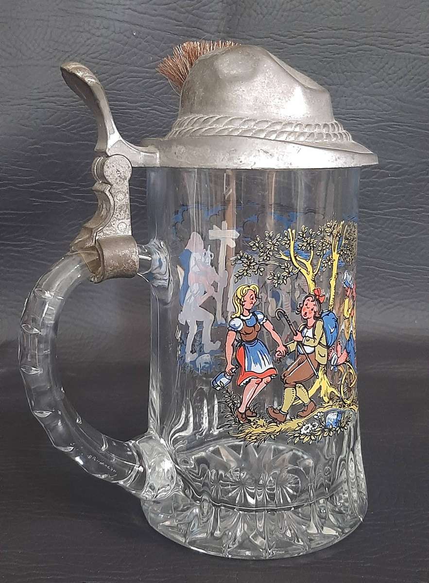 MADE IN GERMANY GLASS BEERSTEIN  TRADITIONAL LID, NO CHIPS OR CRACKS