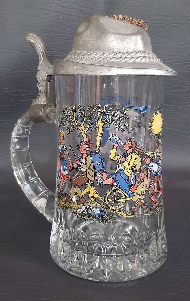 MADE IN GERMANY GLASS BEERSTEIN  TRADITIONAL LID, NO CHIPS OR CRACKS