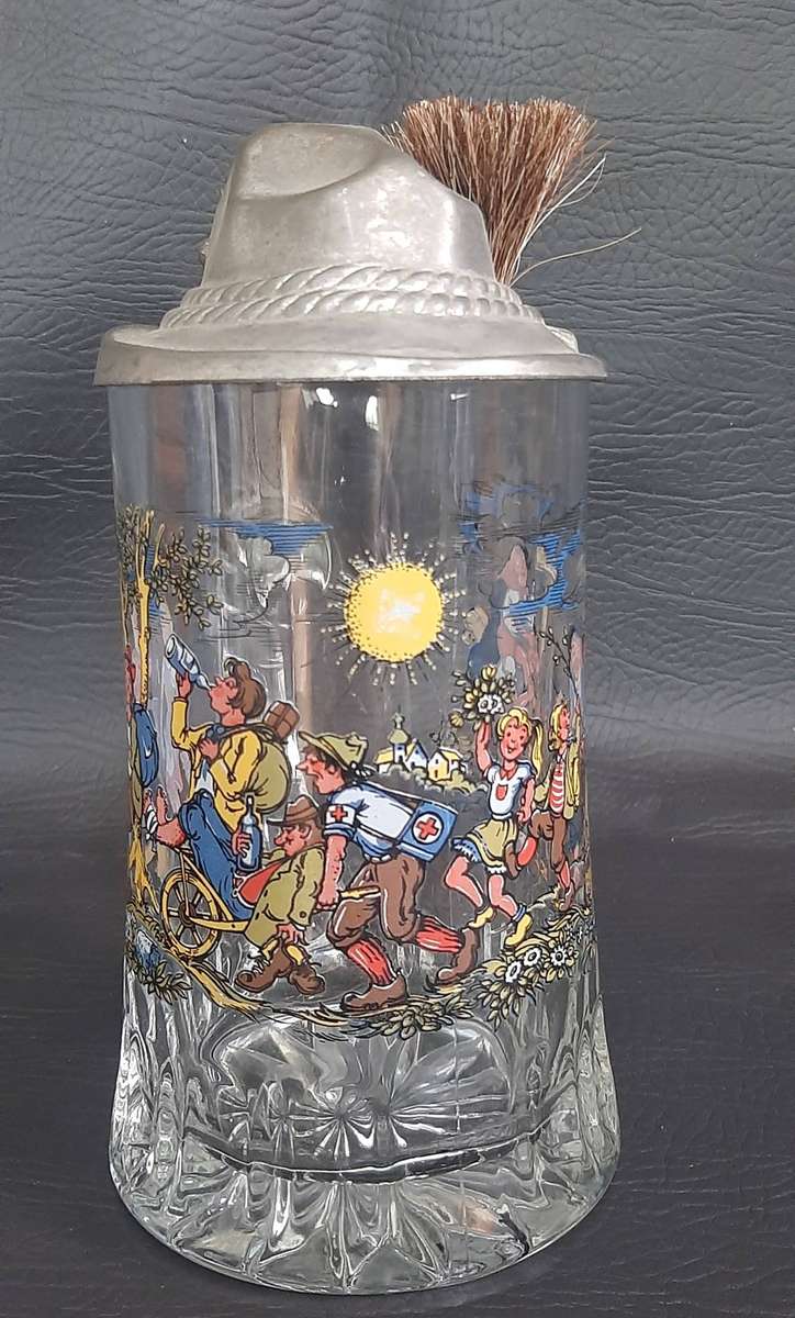MADE IN GERMANY GLASS BEERSTEIN  TRADITIONAL LID, NO CHIPS OR CRACKS