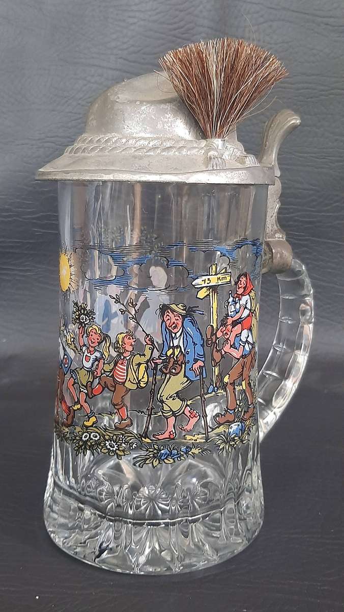 MADE IN GERMANY GLASS BEERSTEIN  TRADITIONAL LID, NO CHIPS OR CRACKS