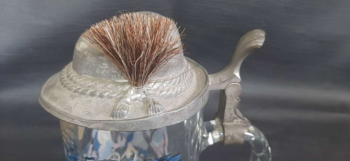 MADE IN GERMANY GLASS BEERSTEIN  TRADITIONAL LID, NO CHIPS OR CRACKS