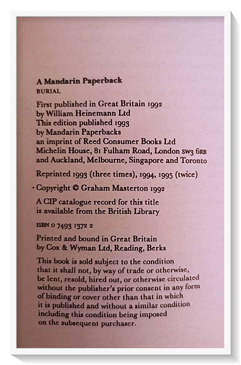 Burial by Graham Masterton - MISPRINT SPELLING ERROR - Masterson instead of Masterton - Horror Novel