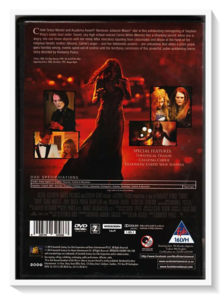 Stephen King's CARRIE - 2014 - Extra Features - 2-16VHL - Disc & Casing in Excellent Condition