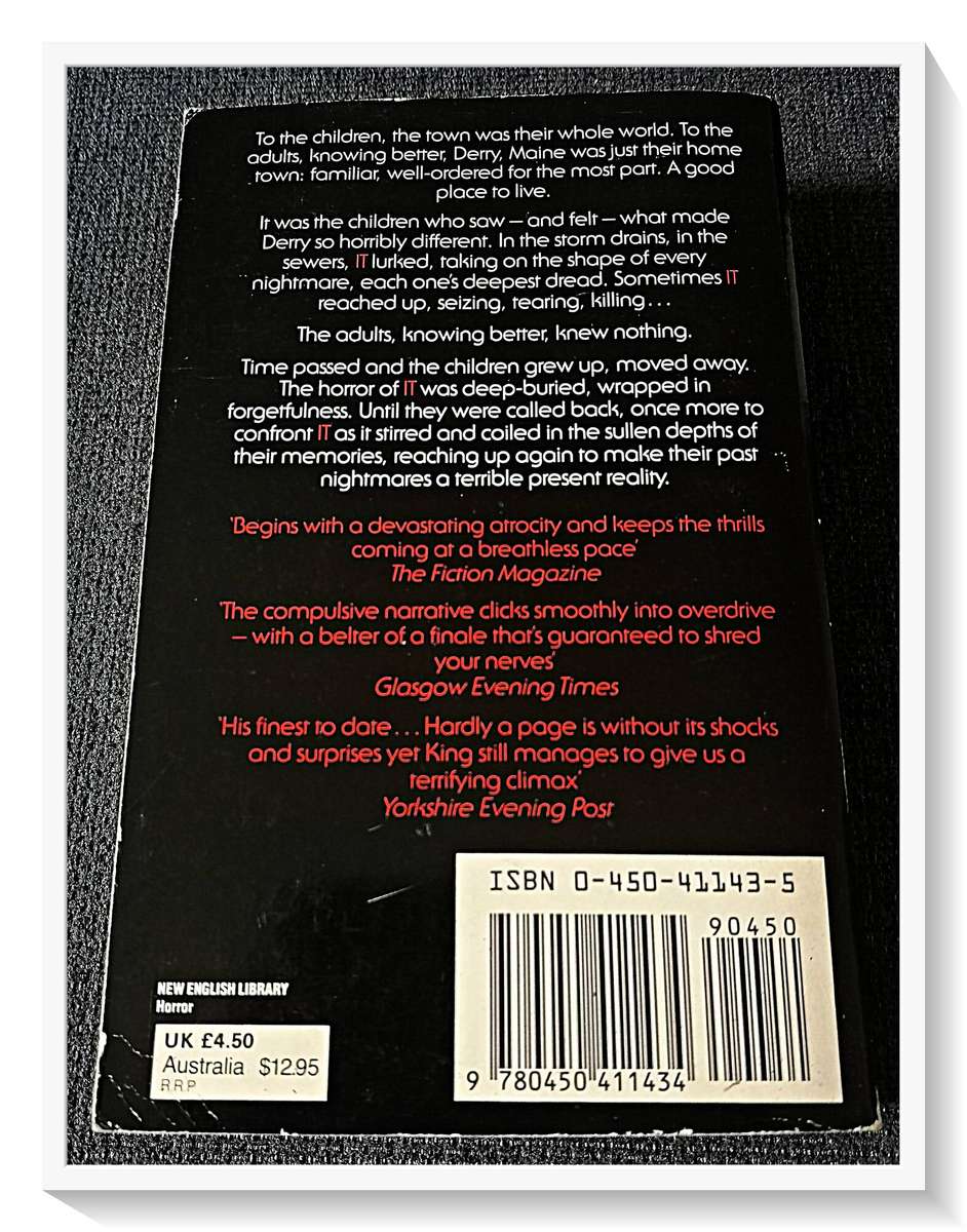 IT by Stephen King - a FUTURA Paperback - 1987 Rare Paperback - In Mint Condition