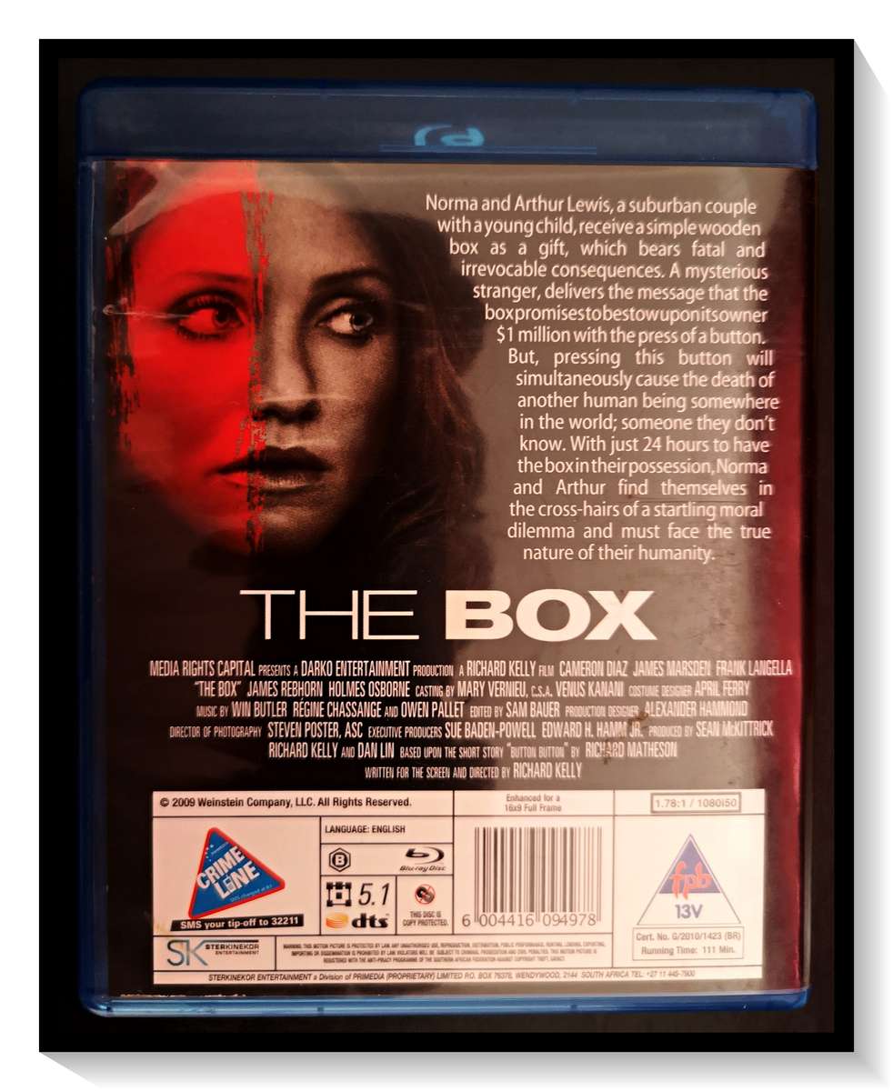 The Box - GENRE: Mystery Thriller - BLU-Ray Disc - Disc and Casing in Excellent Condition *