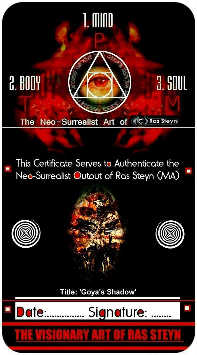 `Goya`s Shadow` Fine Art Canvas Print - SemiGloss by the infamous Surrealist Pioneer Ras Steyn [MFA]