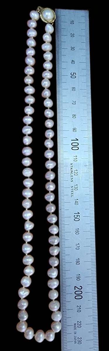 Genuine Pearl pink Necklace with gold plated clasp