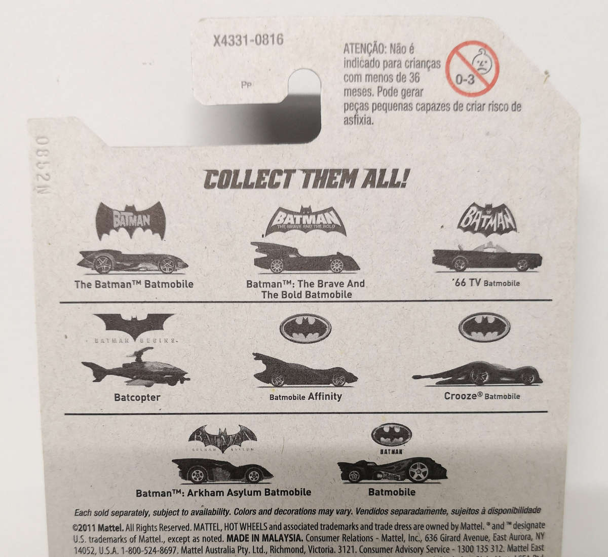 2012 Hot Wheels Batman Themed Assortment (Set of 6/8 cars)