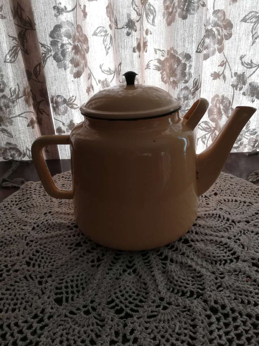 Large enamel teapot
