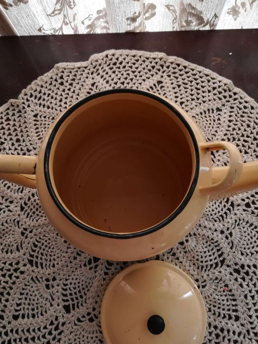 Large enamel teapot