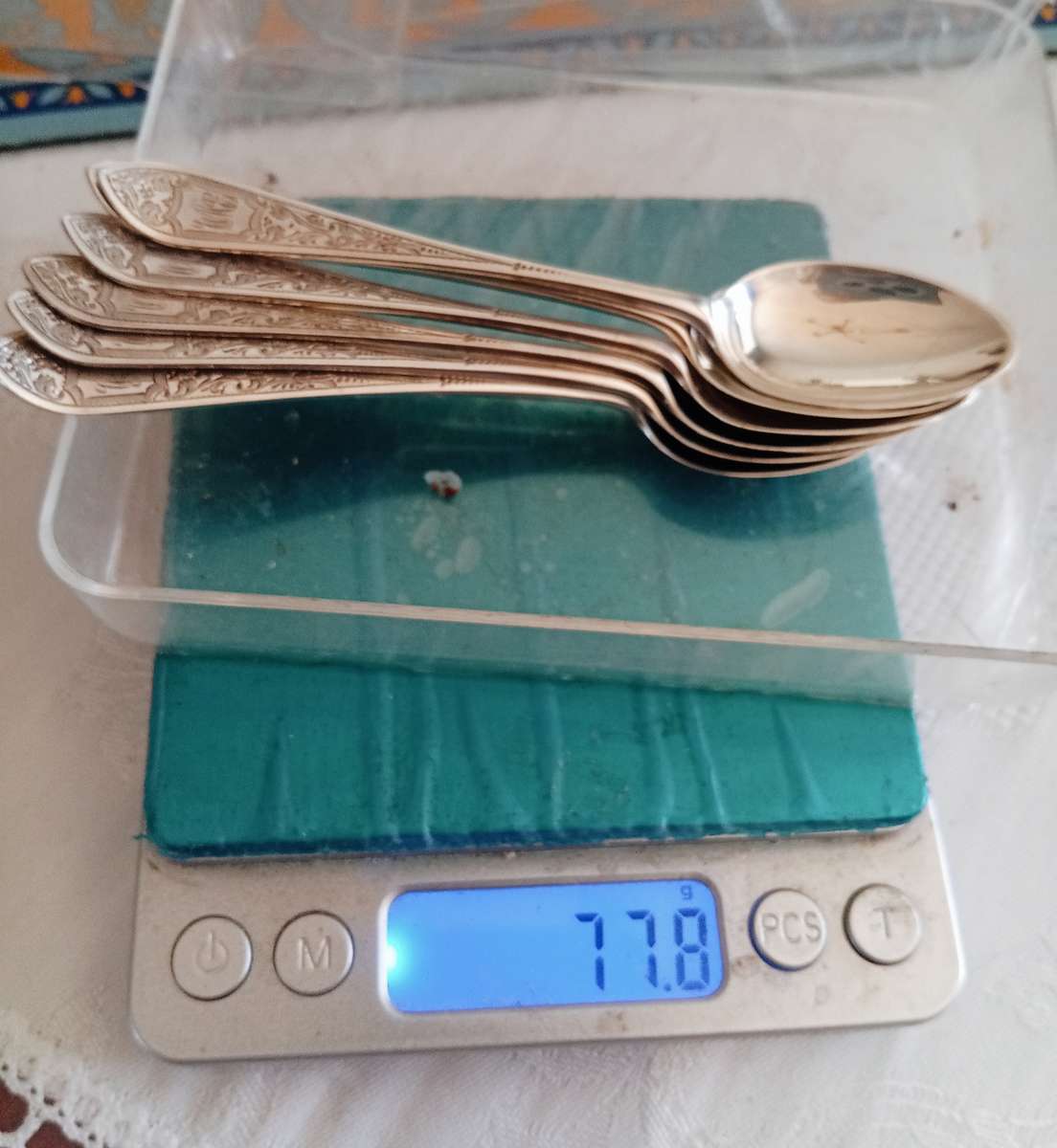 6 bright cut sterling teaspoons