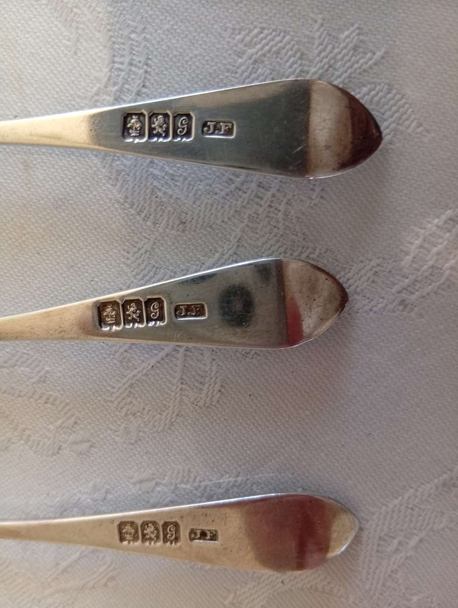 6 bright cut sterling teaspoons