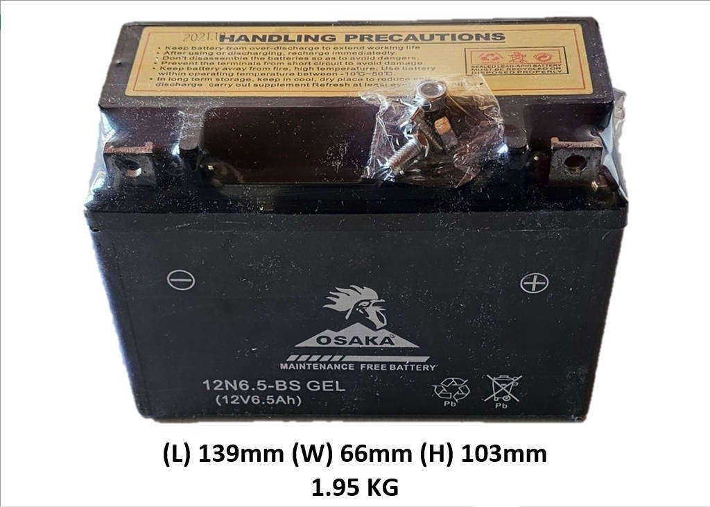 12N6.5-BS GEL (12V6.5AH) OSAKA MOTORCYCLE BATTERY