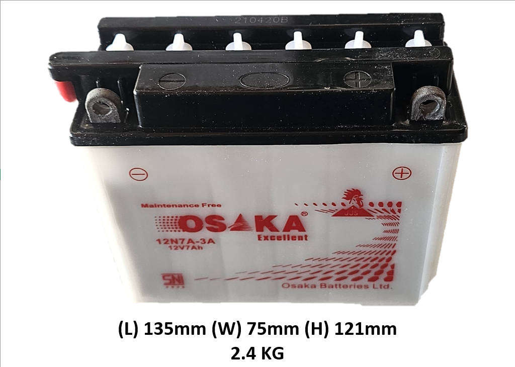 12N7 A-3A (12V7AH) OSAKA MOTORCYCLE BATTERY