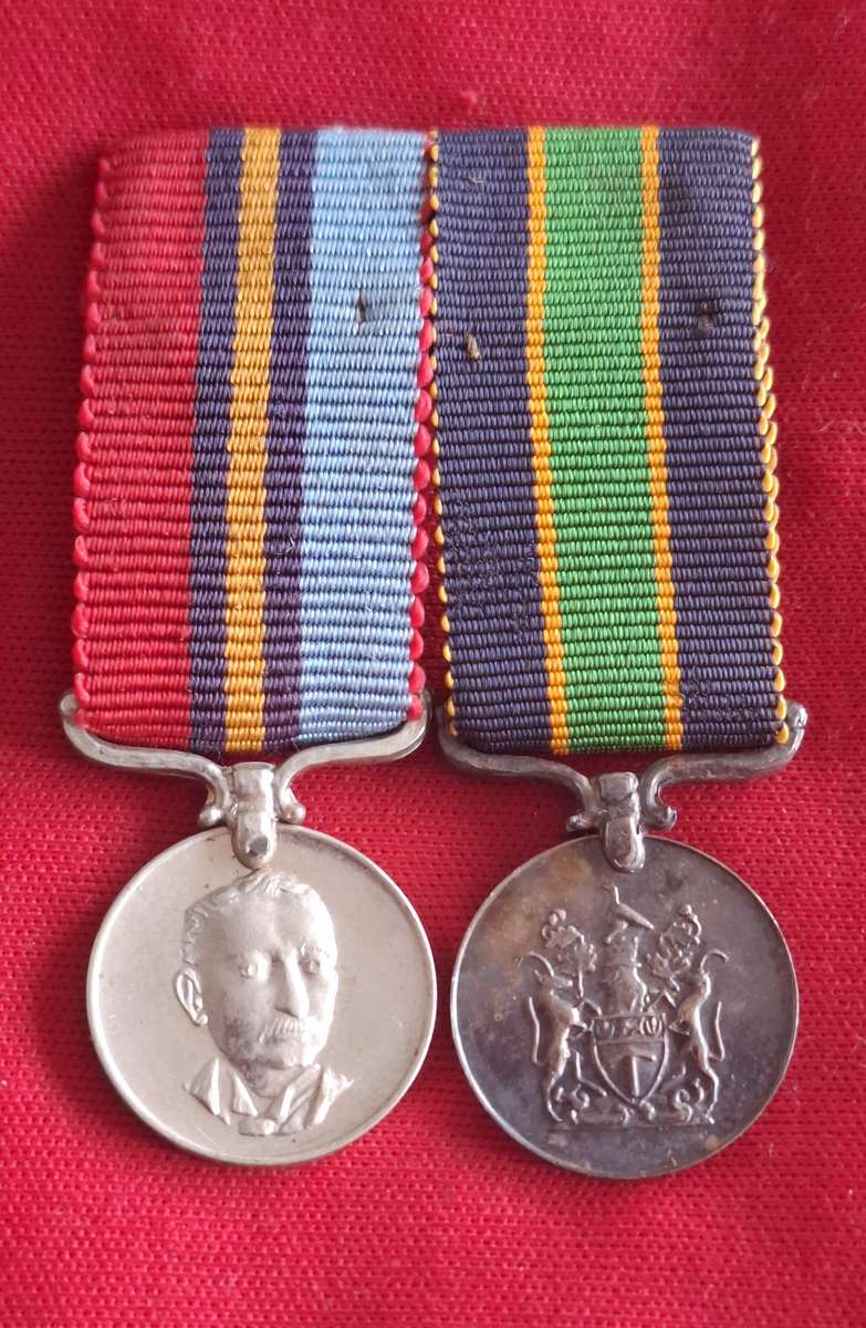 RHODESIAN GSM + POLICE LONG SERVICE MINIATURE MEDALS, AS WORN   (8824)