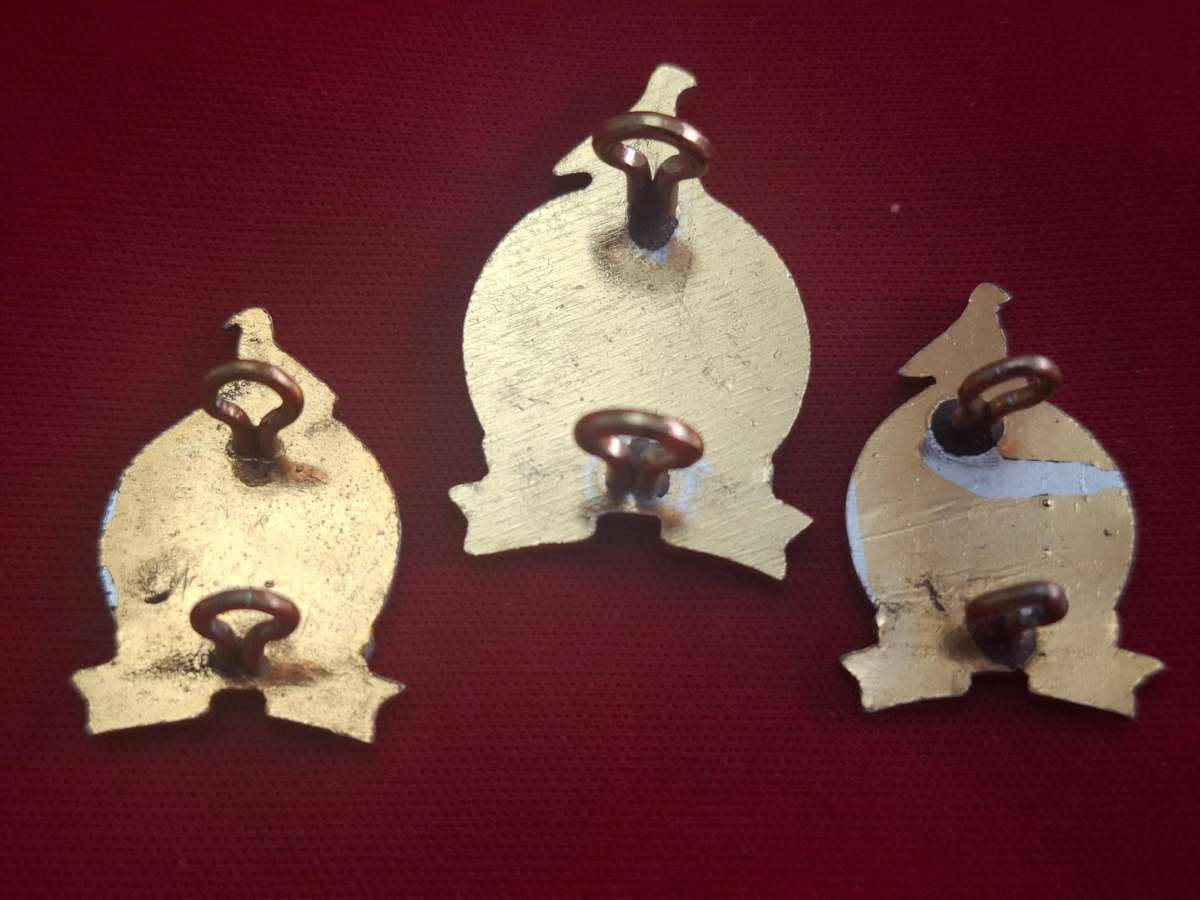 RHODESIAN DEFENCE UNIT - ANODISED CAP + FACING PAIR COLLAR BADGES -        (122)