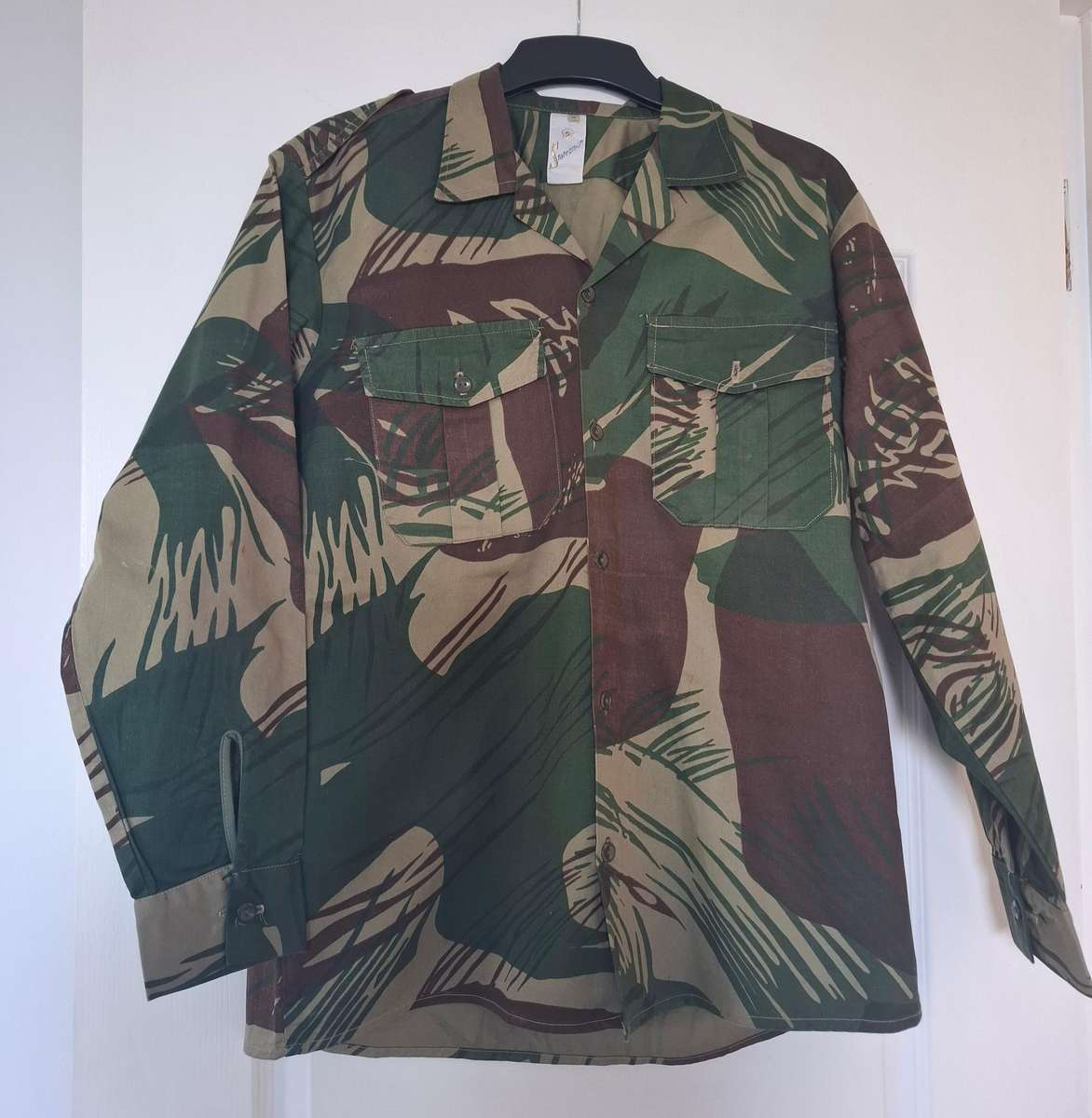 RHODESIAN ARMY - CAMMO LS SHIRT - MADE STATESMAN - SIZE 16 - AS NEW    (108)