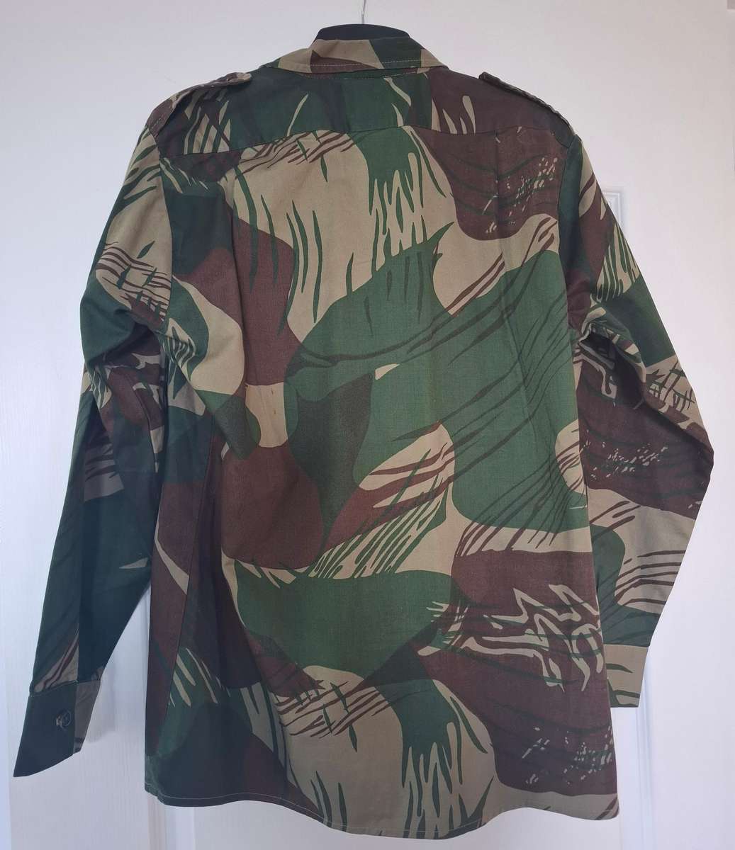 RHODESIAN ARMY - CAMMO LS SHIRT - MADE STATESMAN - SIZE 16 - AS NEW    (108)