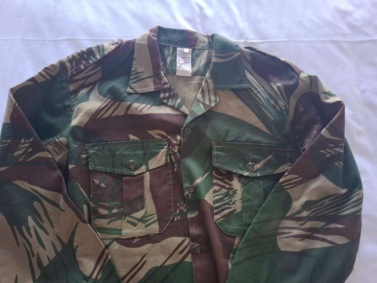 RHODESIAN ARMY - CAMMO LS SHIRT - MADE STATESMAN - SIZE 16 - AS NEW    (108)