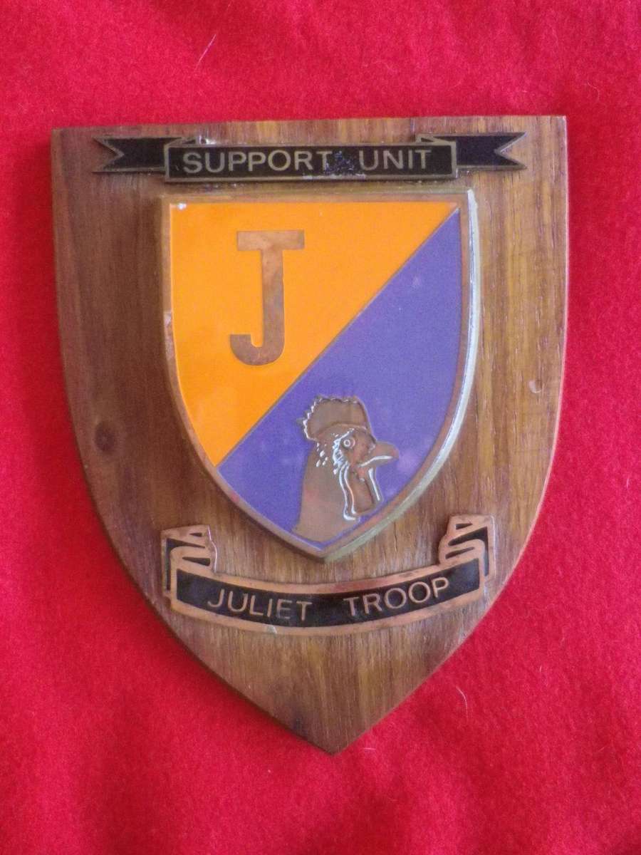 RHODESIA - BSAP SUPPORT UNIT - JULIET TROOP PLAQUE - SCARCE                                  (4075)