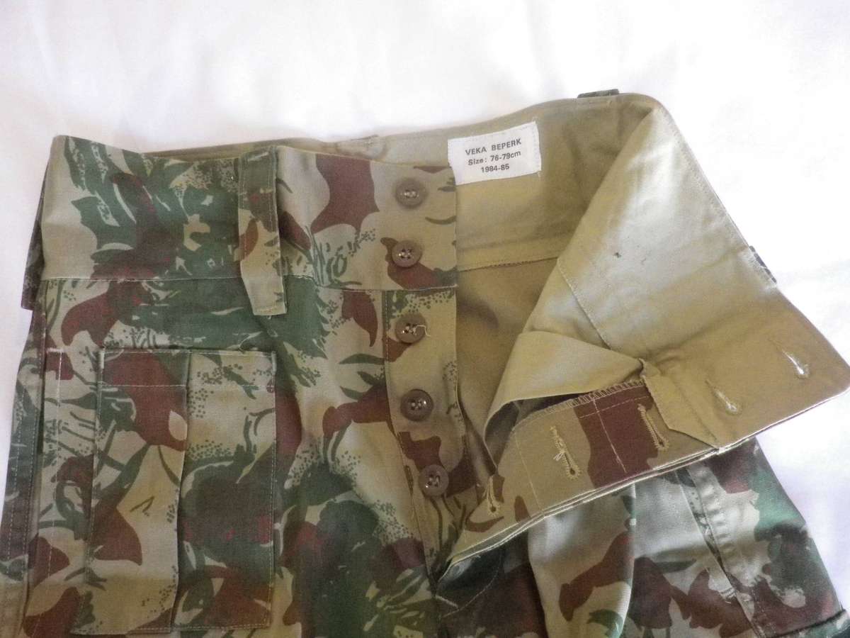 SAP 2ND PATT CAMMO TROUSERS, ELASTICATED ANKLES + LS SHIRT  -BOTH MADE VEKA - SIZES BELOW   (445)