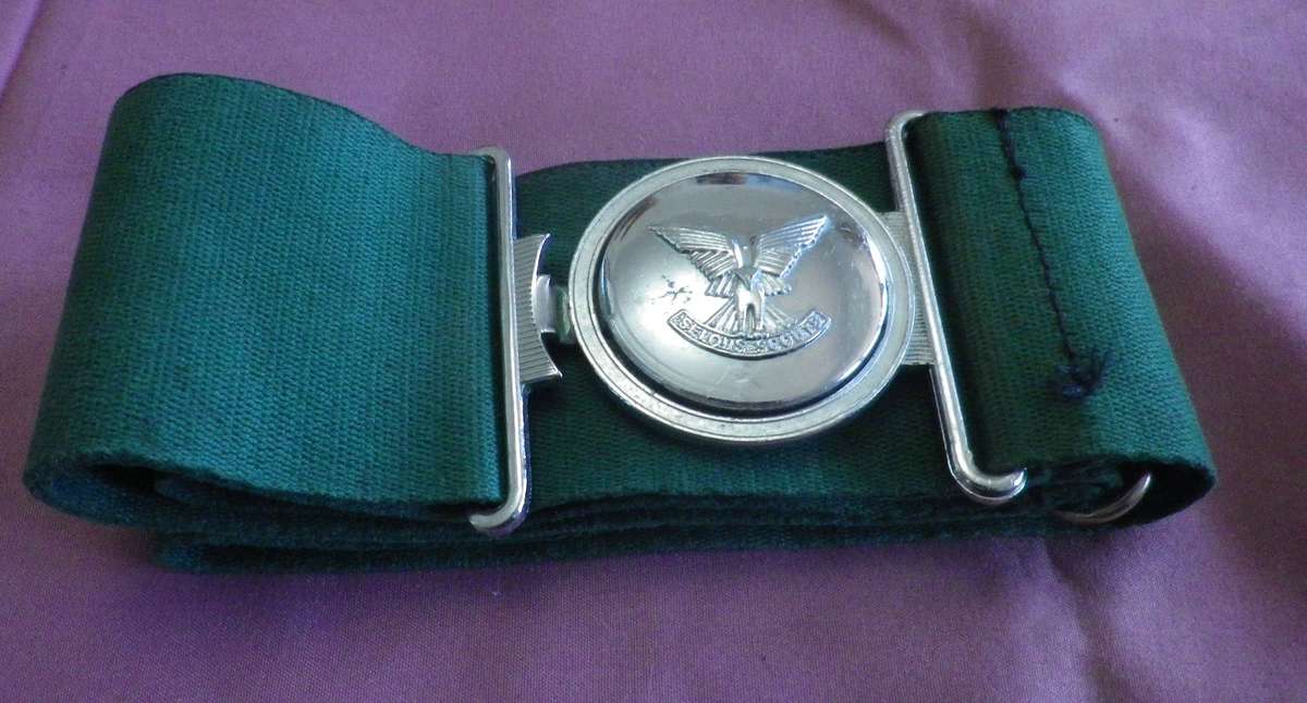 RHODESIAN SELOUS SCOUTS STABLE BELT - UNCOMMON AS NO FLAP BEHIND BUCKLE - MAX LENGTH 107cm/42