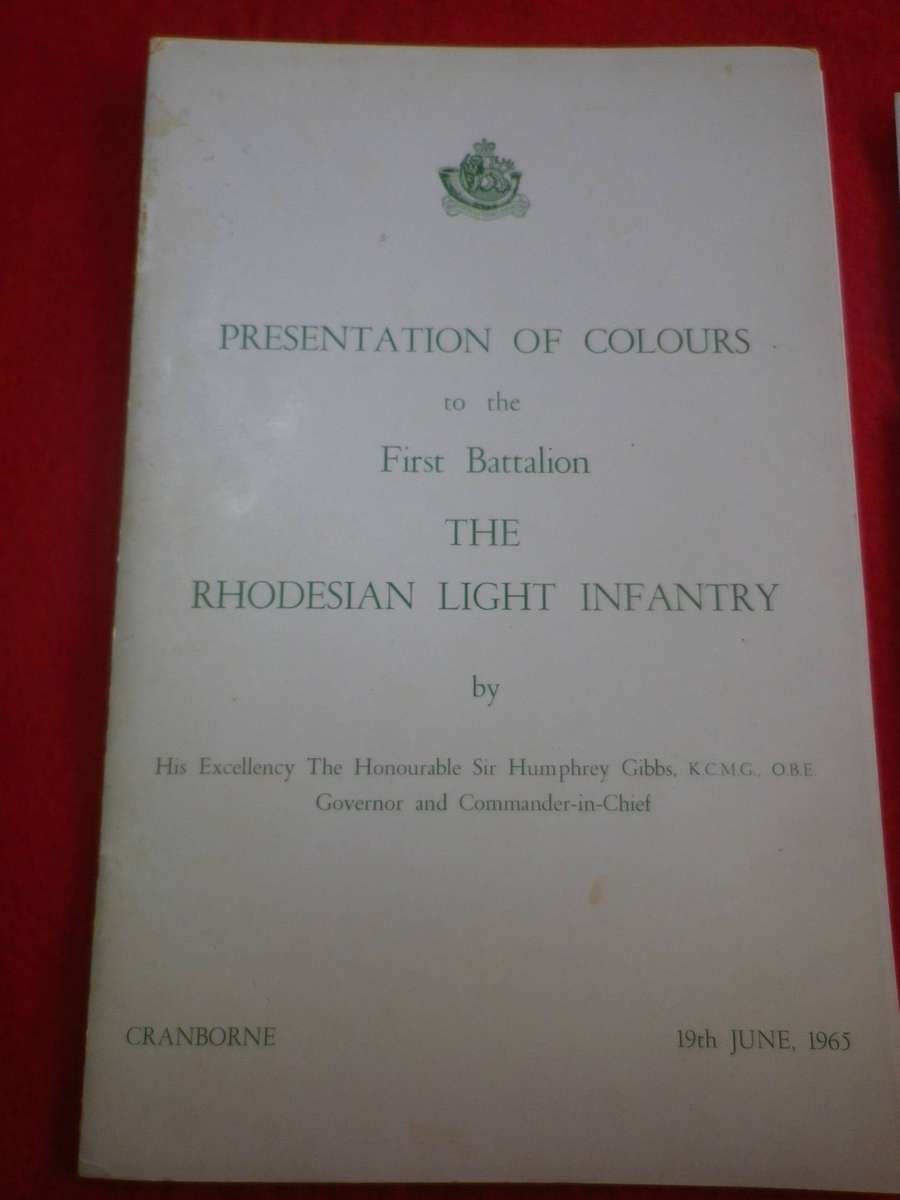 RHODESIA - RLI PRESENTATION OF COLOURS PROGRAMME (SIGNED) +2 BDE LETTERHEAD +ENVELOPE - READ MORE(51