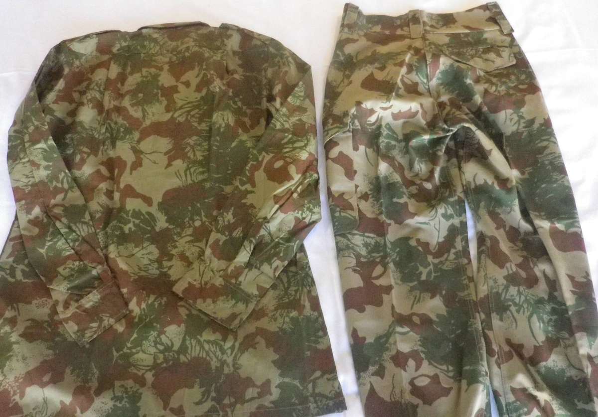 SAP 2ND PATT CAMMO TROUSERS, ELASTICATED ANKLES + LS SHIRT  -BOTH MADE VEKA - SIZES BELOW   (445)