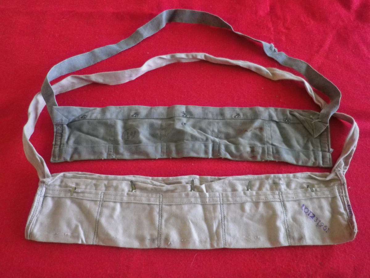 RHODESIAN ARMY - 2 X BANDOLIERS FOR AMMO CLIPS, 1 FROM FEDERATION PERIOD, USED BUSH WAR  (8968)