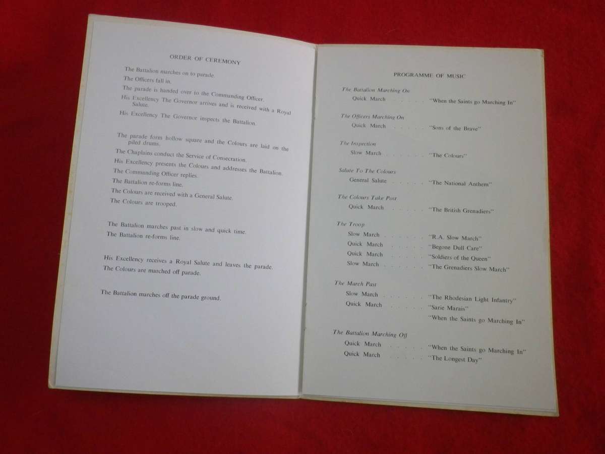 RHODESIA - RLI PRESENTATION OF COLOURS PROGRAMME (SIGNED) +2 BDE LETTERHEAD +ENVELOPE - READ MORE(51