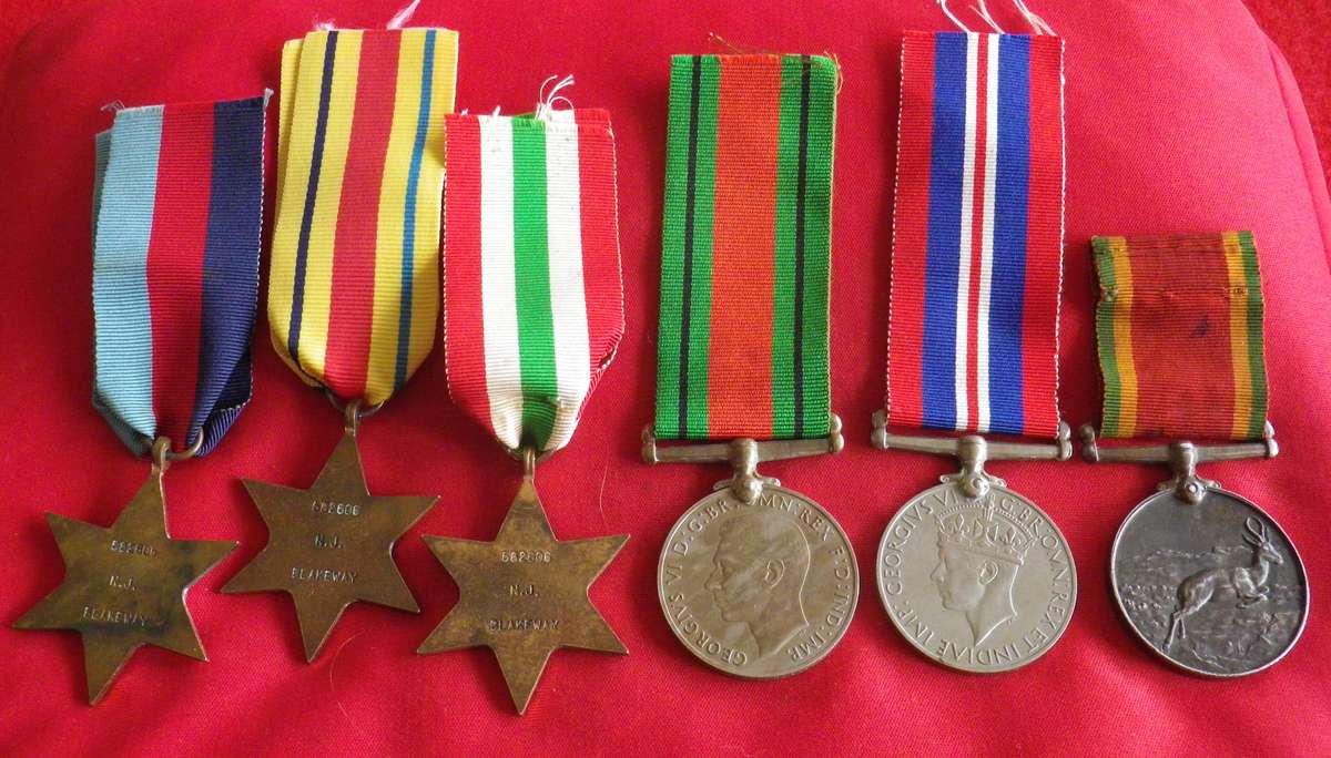 SAUF - WW2 MEDAL GROUP OF 6- TO 582606 NJ BLAKEWAY  - READ BELOW                     (4238)