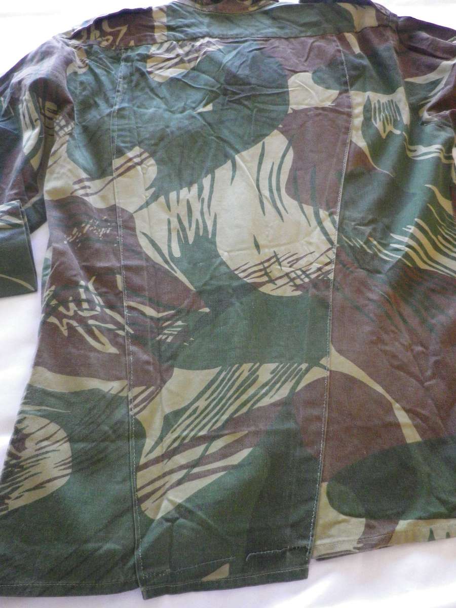 RHODESIAN ARMY L/CPL.  LONG SLEEVE CAMMO SHIRT - TAILORED -  MADE STATESMAN- SIZE 46   (254)