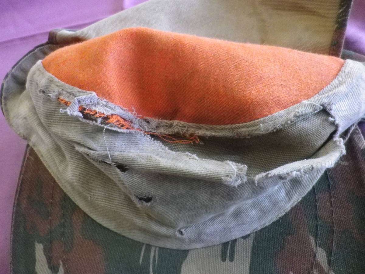 SWAPOL/KOEVOET LIZZARD PATT. CAMMO CAP + FLAP - SOME WEAR-  ORANGE LINING -  SIZE 60    (457)
