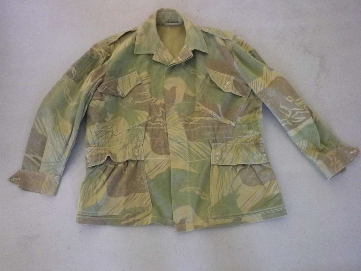 RHODESIAN ARMY / AIR FORCE CAMO JACKET 1ST PATTERN - SIZE 5 - SIZES BELOW - INSCRIBED, SCARCE(214)