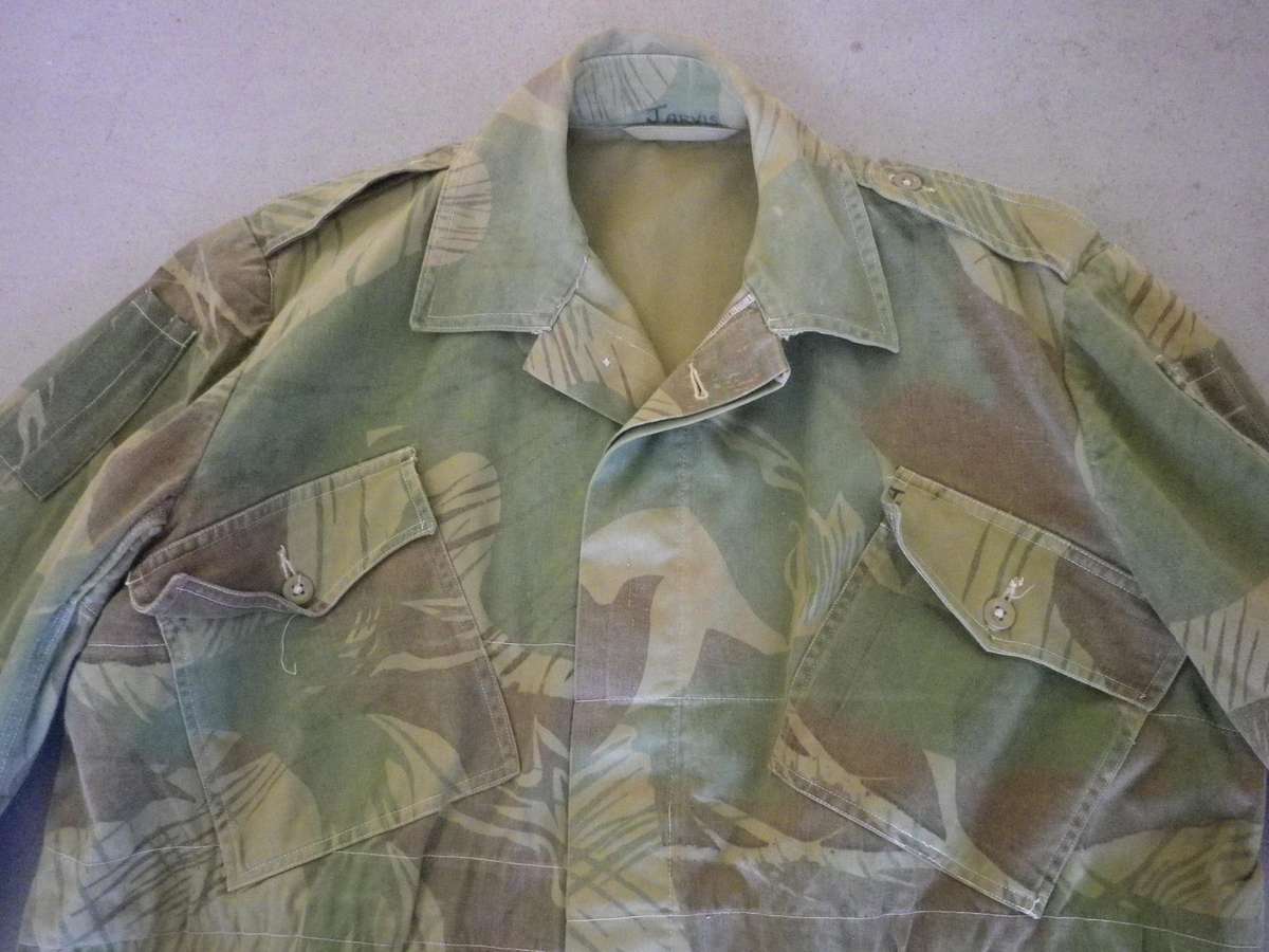 RHODESIAN ARMY / AIR FORCE CAMO JACKET 1ST PATTERN - SIZE 5 - SIZES BELOW - INSCRIBED, SCARCE(214)