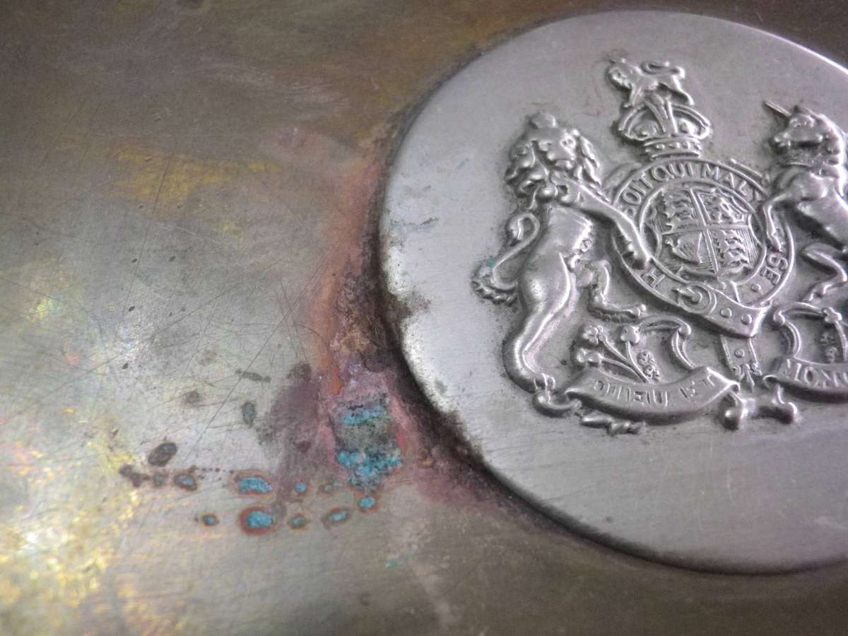 RHODESIA INTERNAL AFFAIRS - HEADMAN'S GORGET, PRE 1970 - MINOR CORROSION AS SEEN  (494)