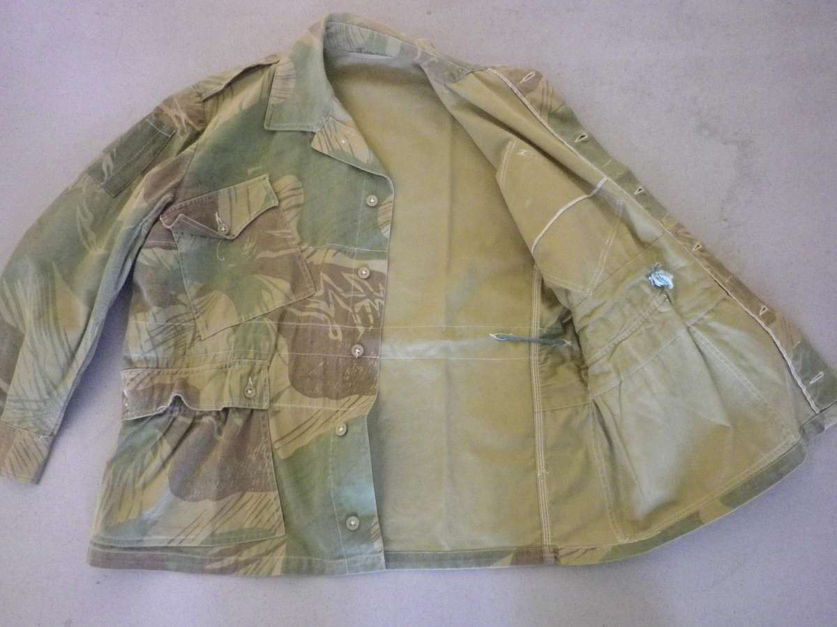 RHODESIAN ARMY / AIR FORCE CAMO JACKET 1ST PATTERN - SIZE 5 - SIZES BELOW - INSCRIBED, SCARCE(214)