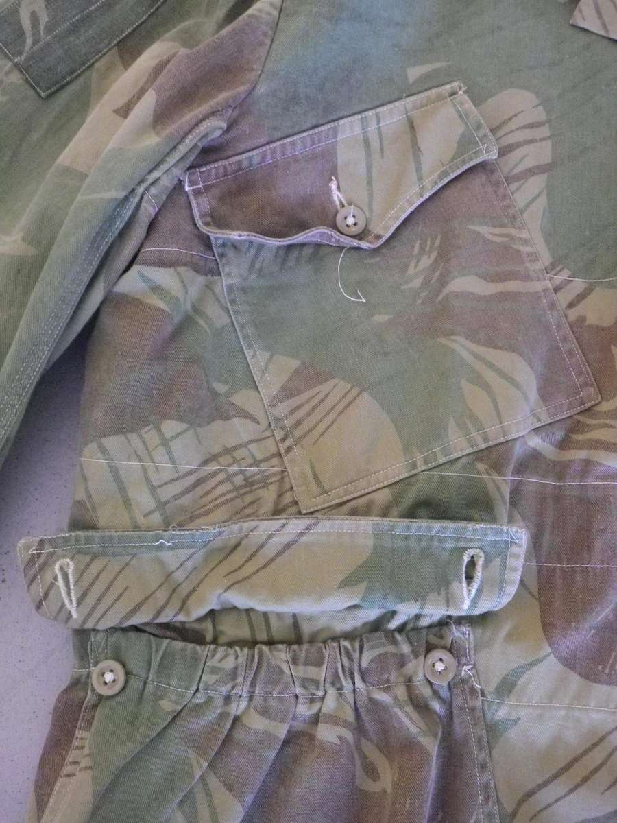 RHODESIAN ARMY / AIR FORCE CAMO JACKET 1ST PATTERN - SIZE 5 - SIZES BELOW - INSCRIBED, SCARCE(214)