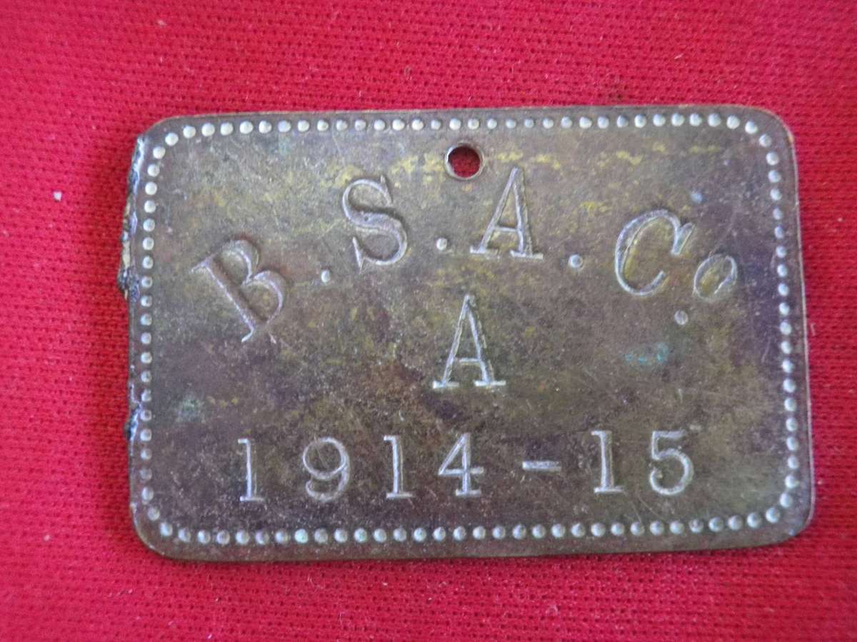RHODESIA - BSACo HUT TAX TOKEN - MALE - AREA "A"  - YEAR 1914-15 - SHEET BRASS - RARE       (226)