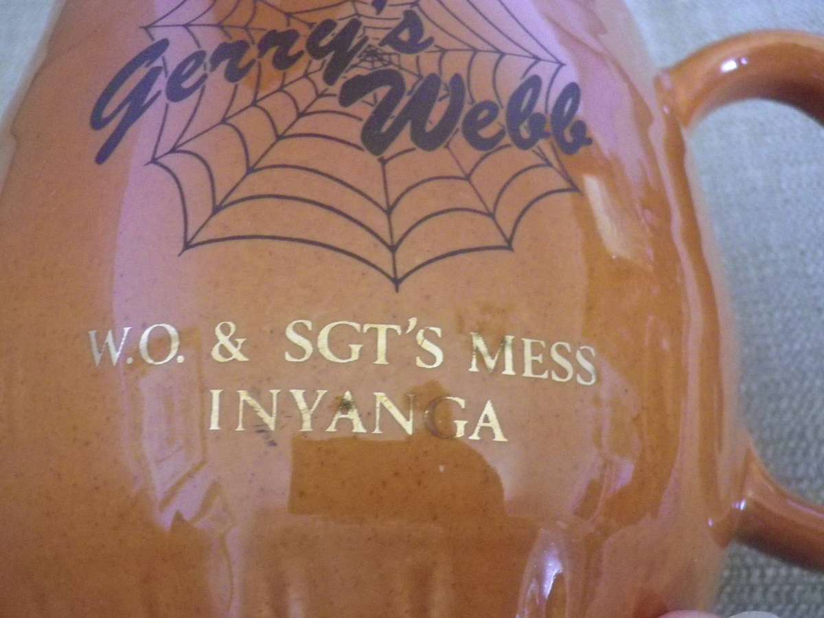 RHODESIA -GERRY'S WEB  WO1's + SGT's MESS -  INYANGA BEER FEST  MUG - MADE NORBEL       (285)