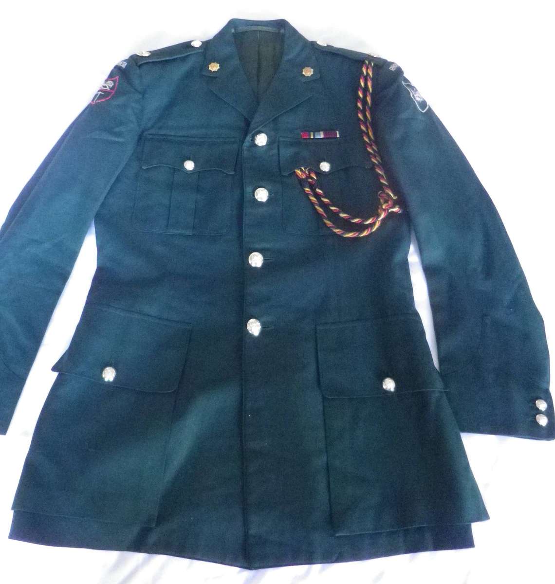 RHODESIAN ARMY SERVICES CORPS MAJORS DRESS "GREENS" JACKET - 1 SMALL MOTH HOLE (4083)