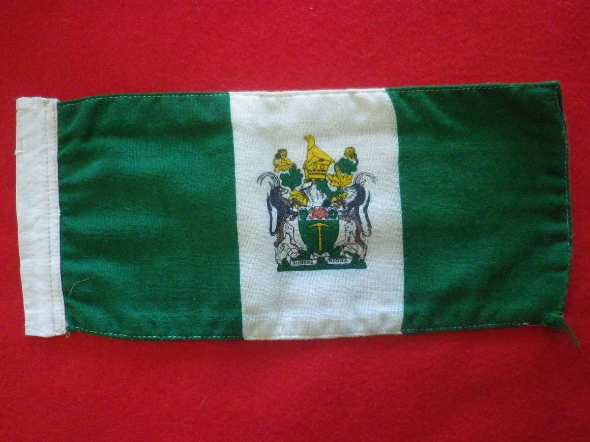 RHODESIAN DOUBLE SIDED CAR PENNANT - NO 1 - SIZE 32.5cm X 15cm - NOTE CORNER FREY             (3008)