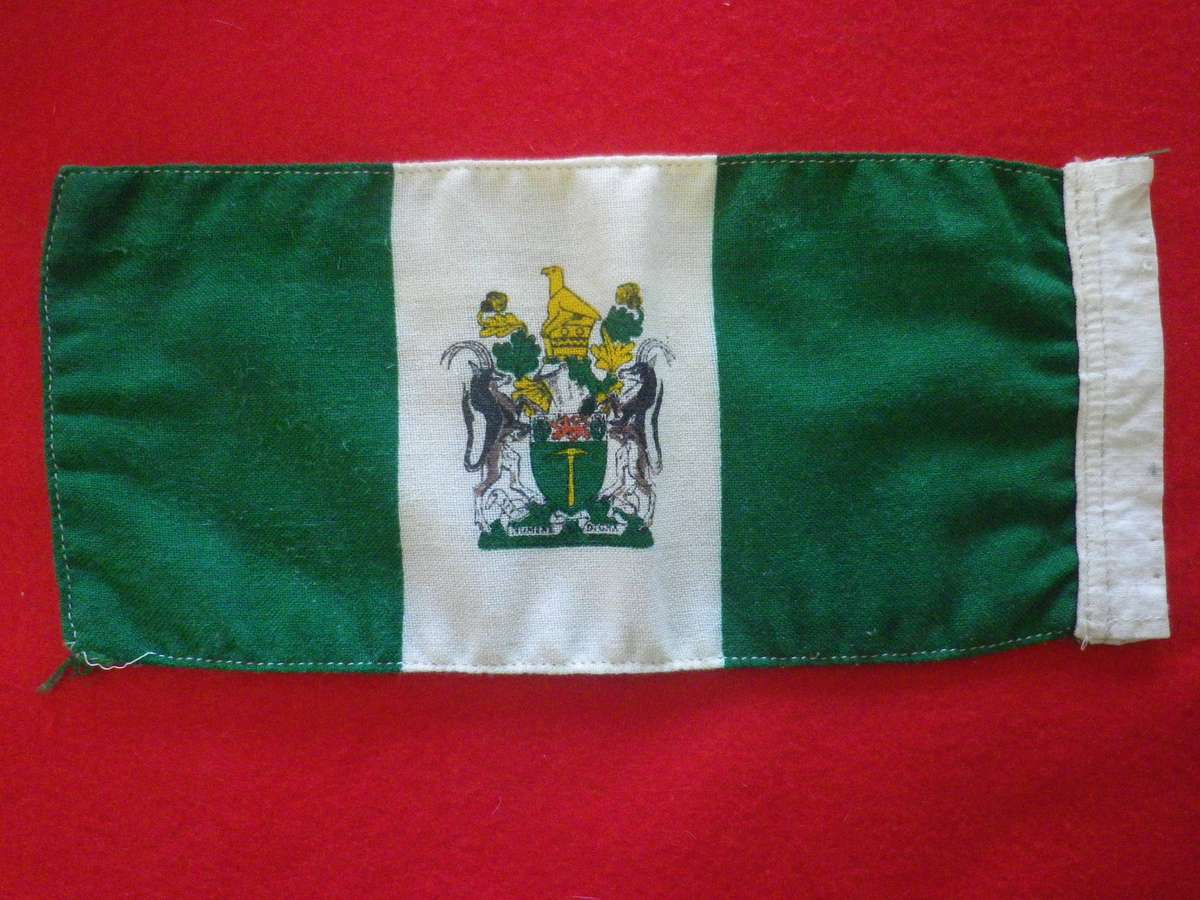 RHODESIAN DOUBLE SIDED CAR PENNANT - NO 1 - SIZE 32.5cm X 15cm - NOTE CORNER FREY             (3008)
