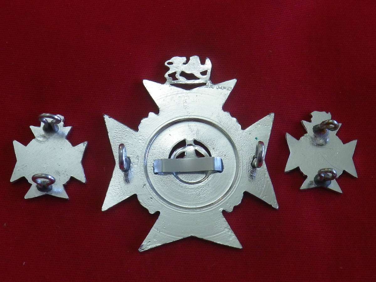 RHODESIA REGT. 2/6 BN. SILVER ANODISED BERET + FACING PAIR COLLAR BADGES     (235)