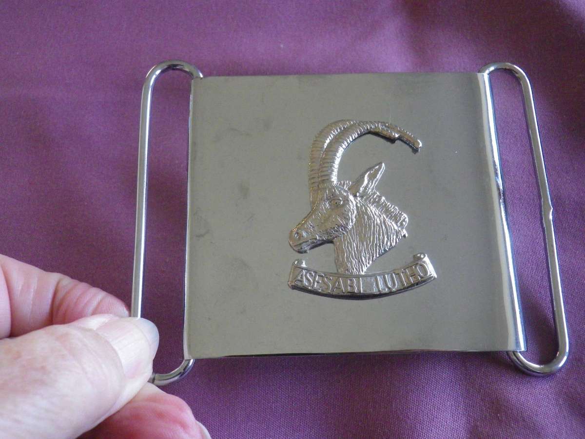 RHODESIAN ARMOURED CAR REGT.  -  STABLE BELT BUCKLE      (472)