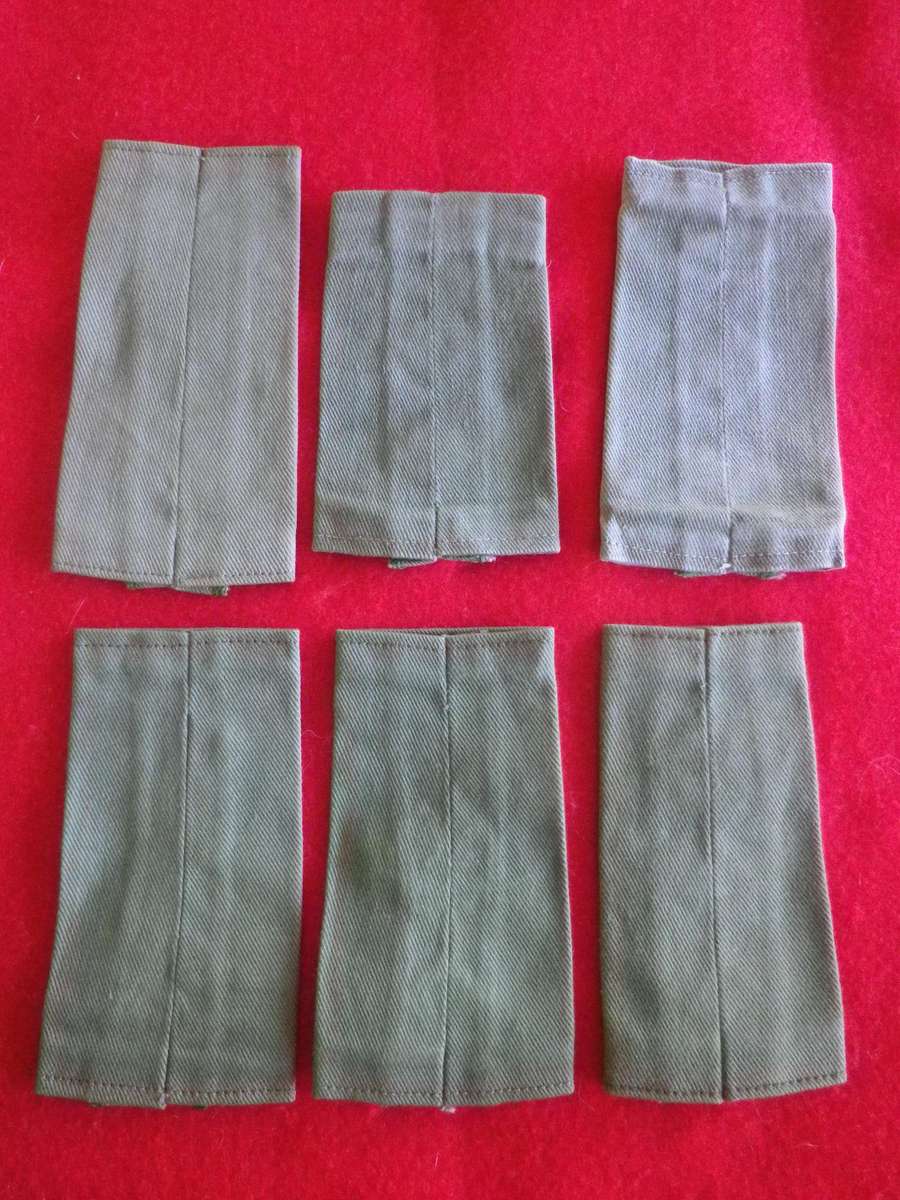 RHODESIAN ARMY - SET OF 6 OFFICERS COMBAT EPAULETTE SLIP ONS -     2ND LT. - COLONEL       (8666)