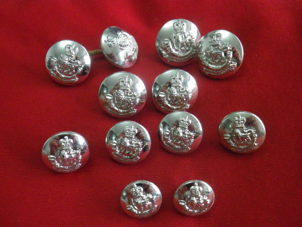 RHODESIAN LIGHT INFANTRY 12 X QC SILVER ANODISED TUNIC BUTTONS - SIZES BELOW    (5048)
